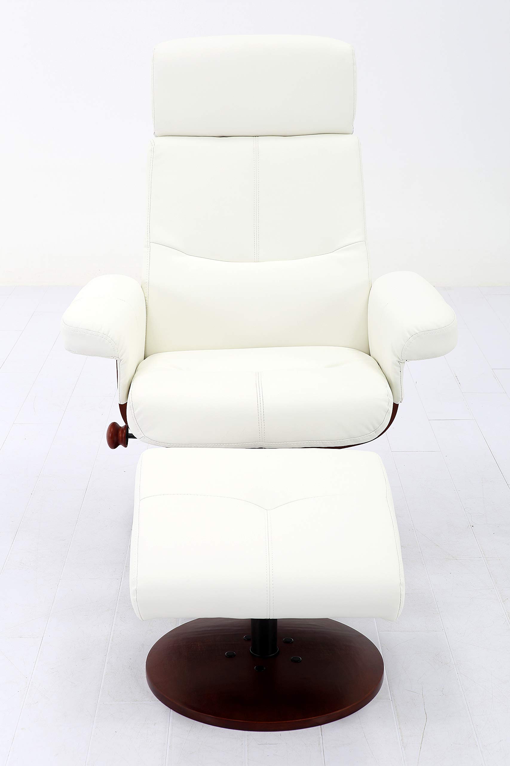 Mac Motion Roma Manual Recliner, White Polyurethane