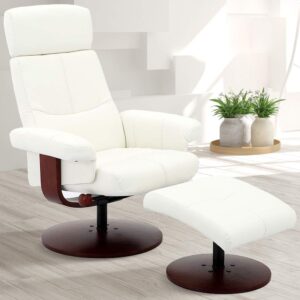 Mac Motion Roma Manual Recliner, White Polyurethane