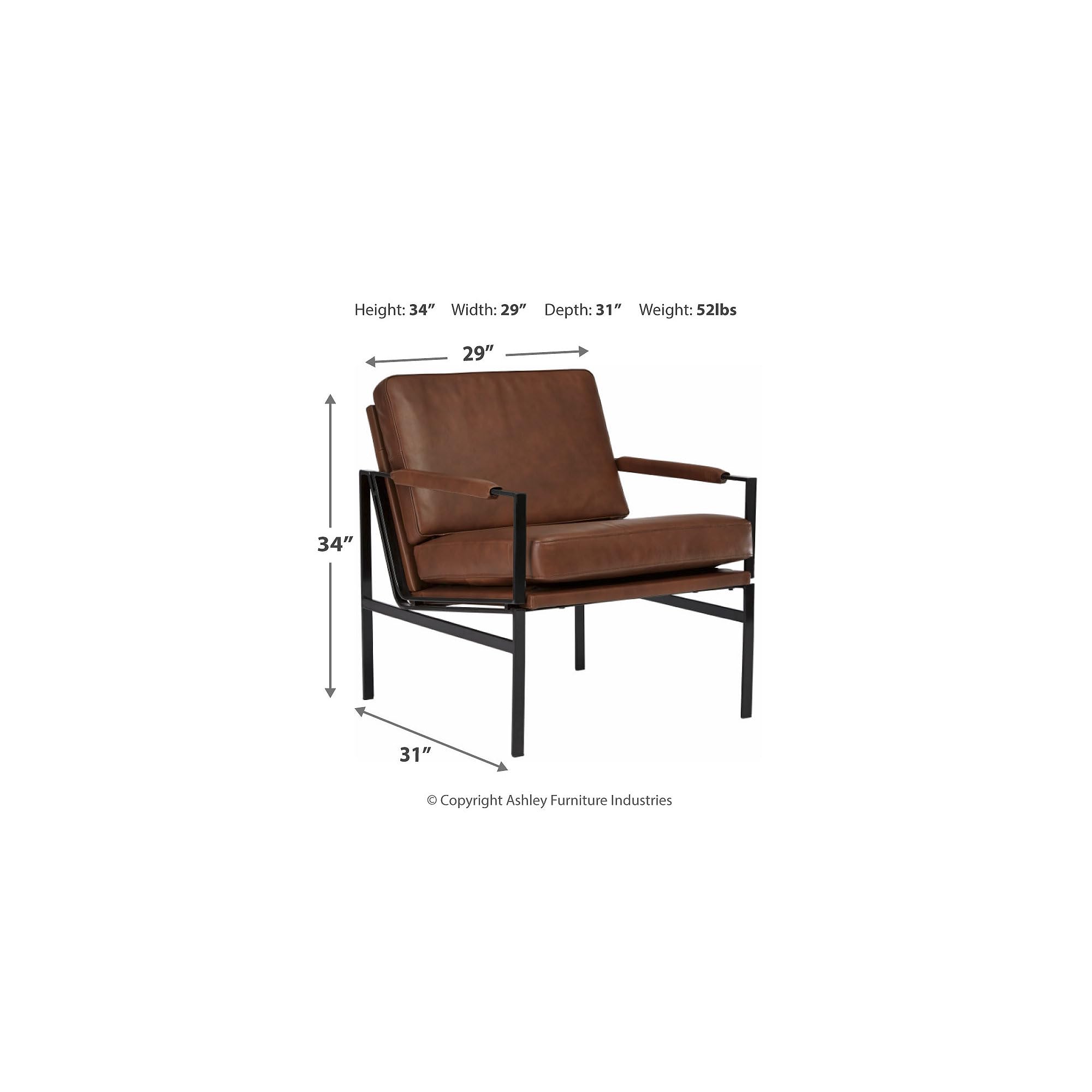 Signature Design by Ashley Puckman Mid-Century Modern Leather Accent Chair, Brown