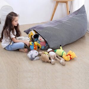 Stuffed Animal Storage Bean Bag Chair Cover | 53" Extra Large Beanbag Cover for Kids and Adults, Plush Toys Holder and Organizer for Boys and Girls | Premium Velvet - Soft & Comfortable