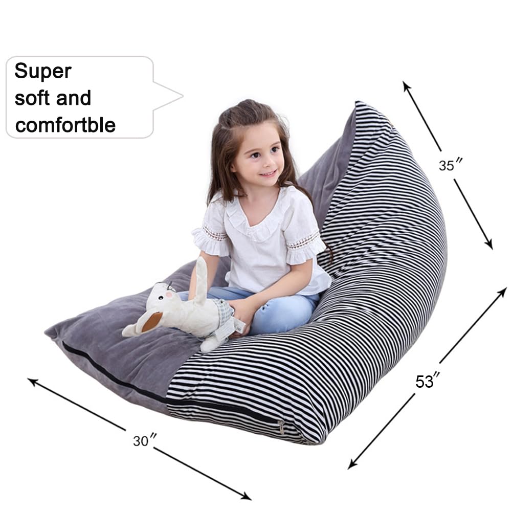 Stuffed Animal Storage Bean Bag Chair Cover | 53" Extra Large Beanbag Cover for Kids and Adults, Plush Toys Holder and Organizer for Boys and Girls | Premium Velvet - Soft & Comfortable