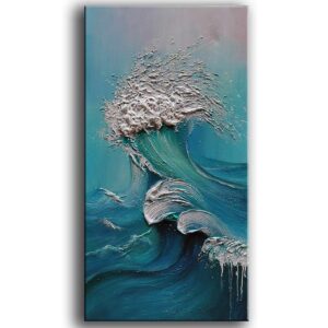 YaSheng Art - sea landscapes Abstract Oil Painting,Oil Painting on Canvas Texture Blue Ocean scenery Oil Painting Hand-Painted Abstract Artwork Pictures Canvas Wall Art Paintings 24x48inch