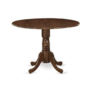 east west furniture dlt-awa-tp dublin dining room table - a round solid wood table top with dropleaf & pedestal base, 42x42 inch, walnut