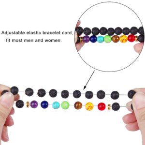 ONESING 3 Pcs Chakra Bracelets for Women Rock 7 Chakras Crystals and Healing Stones Bracelets 8mm Crystal Bracelets Yoga Beaded Bracelets for Women Men Essential Oil Diffuser