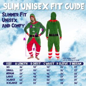 Funziez! Christmas Adult Onesie - Santa, Snowman, Elf Costume - Holiday One Piece Cosplay Suit for Adults, Women and Men Stocking Gift