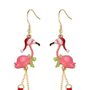 christmas drop dangle earrings sets long jingle bell earrings for women xmas jewelry christmas snowman santa claus christmas tree flamingo penguin earrings