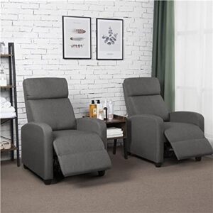 Yaheetech 2-Seat Fabric Pushback Recliner Chair Living Room Chair with Thick Seat Cushion and Backrest Reclining Chair for Living Room Grey