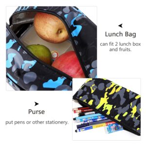 goldwheat School Backpack for Boys Cool Camouflage Bookbags with Lunch Box Pencil Case 3pcs for Middle School