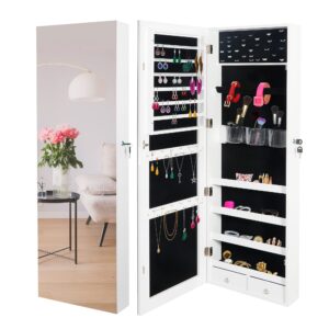 super deal upgraded 2in1 jewelry cabinet 47.3" h wall/door mounted jewelry armoire with 6 shelves 2 drawers jewelry organizer with full length mirror