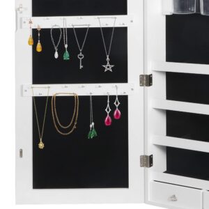 SUPER DEAL Upgraded 2in1 Jewelry Cabinet 47.3" H Wall/Door Mounted Jewelry Armoire with 6 Shelves 2 Drawers Jewelry Organizer with Full Length Mirror