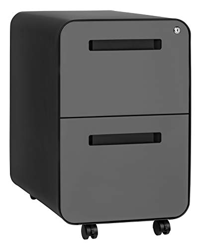 Laura Davidson Furniture Stockpile 2-Drawer Modern Mobile File Cabinet, Commercial-Grade (Black/Grey)