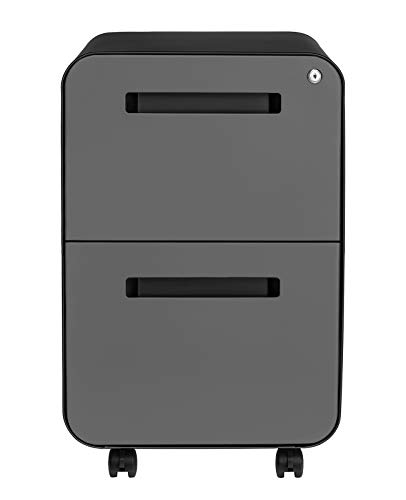 Laura Davidson Furniture Stockpile 2-Drawer Modern Mobile File Cabinet, Commercial-Grade (Black/Grey)