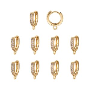 pandahall 10pcs real gold plated cubic zirconia hoop earrings round lever back earring components findings for women gifts jewelry making diy crafts 15x2.5x13.5mm