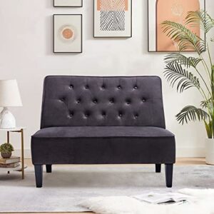 annjoe Button Tufted Loveseat Settee Upholstered Sofa Backrest Buckle Couch Banquette Bench for Dining Room Living Room Bedroom Funiture(Gray 1)