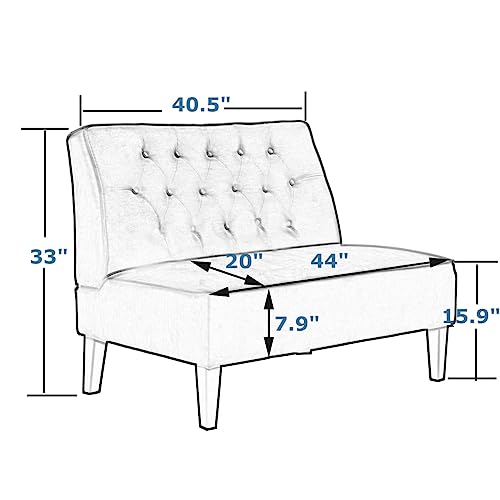 annjoe Button Tufted Loveseat Settee Upholstered Sofa Backrest Buckle Couch Banquette Bench for Dining Room Living Room Bedroom Funiture(Gray 1)