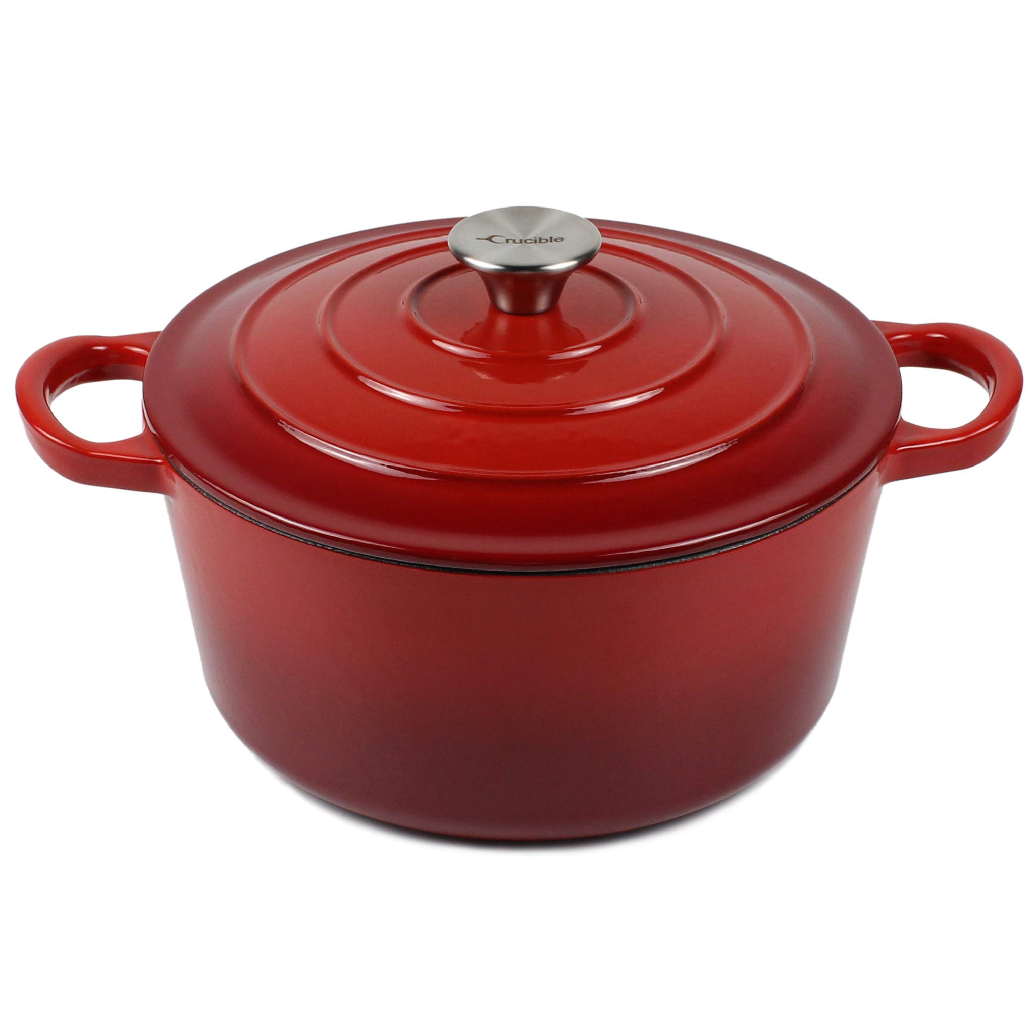 Dutch Oven Enameled Cast Iron Pot - Cocotte with Dual Handle and Cover Casserole Dish - Round Red 10.23" (26 cm)