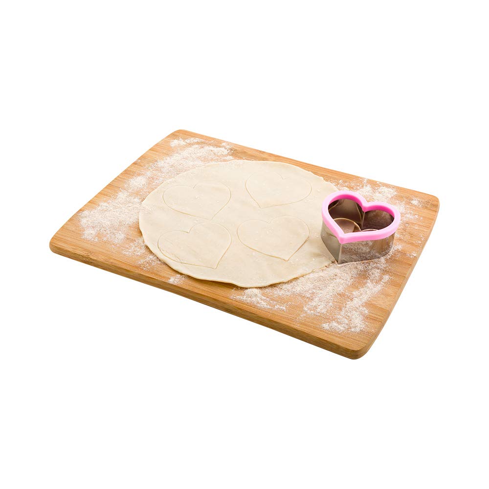 Restaurantware Pastry Tek 3.8 Inch Heart Cookie Cutters 1 Comfort Grip Cookie Cutter Heart - Multiple Sizes Precise Cuts Pink Metal Heart Cutters