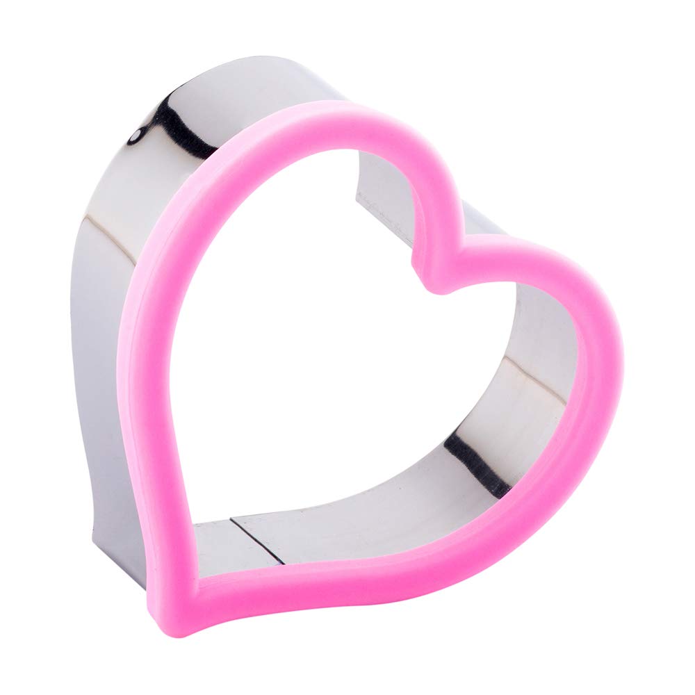 Restaurantware Pastry Tek 3.8 Inch Heart Cookie Cutters 1 Comfort Grip Cookie Cutter Heart - Multiple Sizes Precise Cuts Pink Metal Heart Cutters