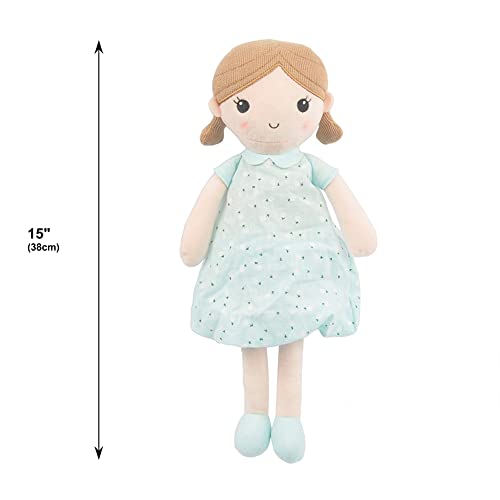 Linzy Toys, Soft Plush Mint Blue Emily Rag Doll, 15"