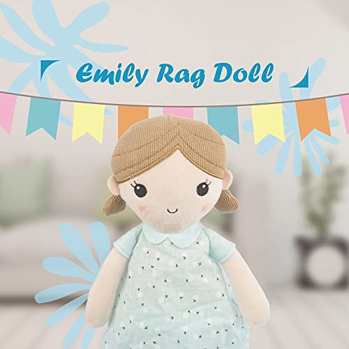 Linzy Toys, Soft Plush Mint Blue Emily Rag Doll, 15"