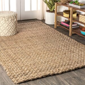 jonathan y nfr102a-8 estera hand woven boucle chunky jute indoor area-rug bohemian farmhouse easy-cleaning bedroom kitchen living room non shedding, 8 x 10, natural color