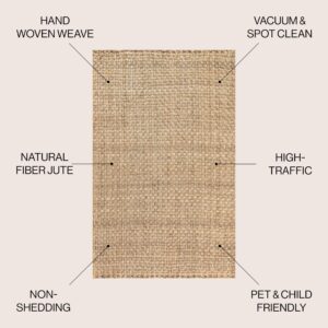 JONATHAN Y NFR102A-8 Estera Hand Woven Boucle Chunky Jute Indoor Area-Rug Bohemian Farmhouse Easy-Cleaning Bedroom Kitchen Living Room Non Shedding, 8 X 10, Natural Color