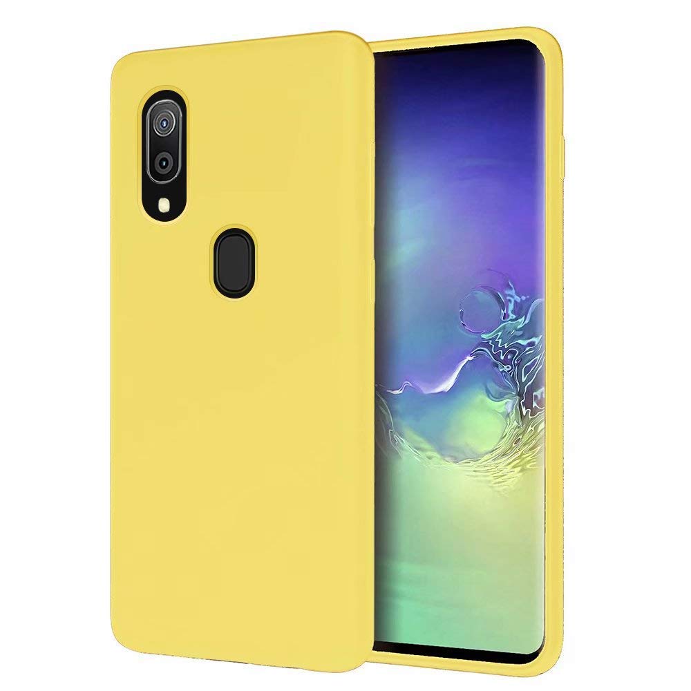 Leton-US Samsung Galaxy A40 Phone Case,Soft Slim Silicone Case Gel Rubber Bumper Case Anti-Scratch Shockproof with Microfiber Lining Protective Shell Cover for Samsung Galaxy A40 Yellow