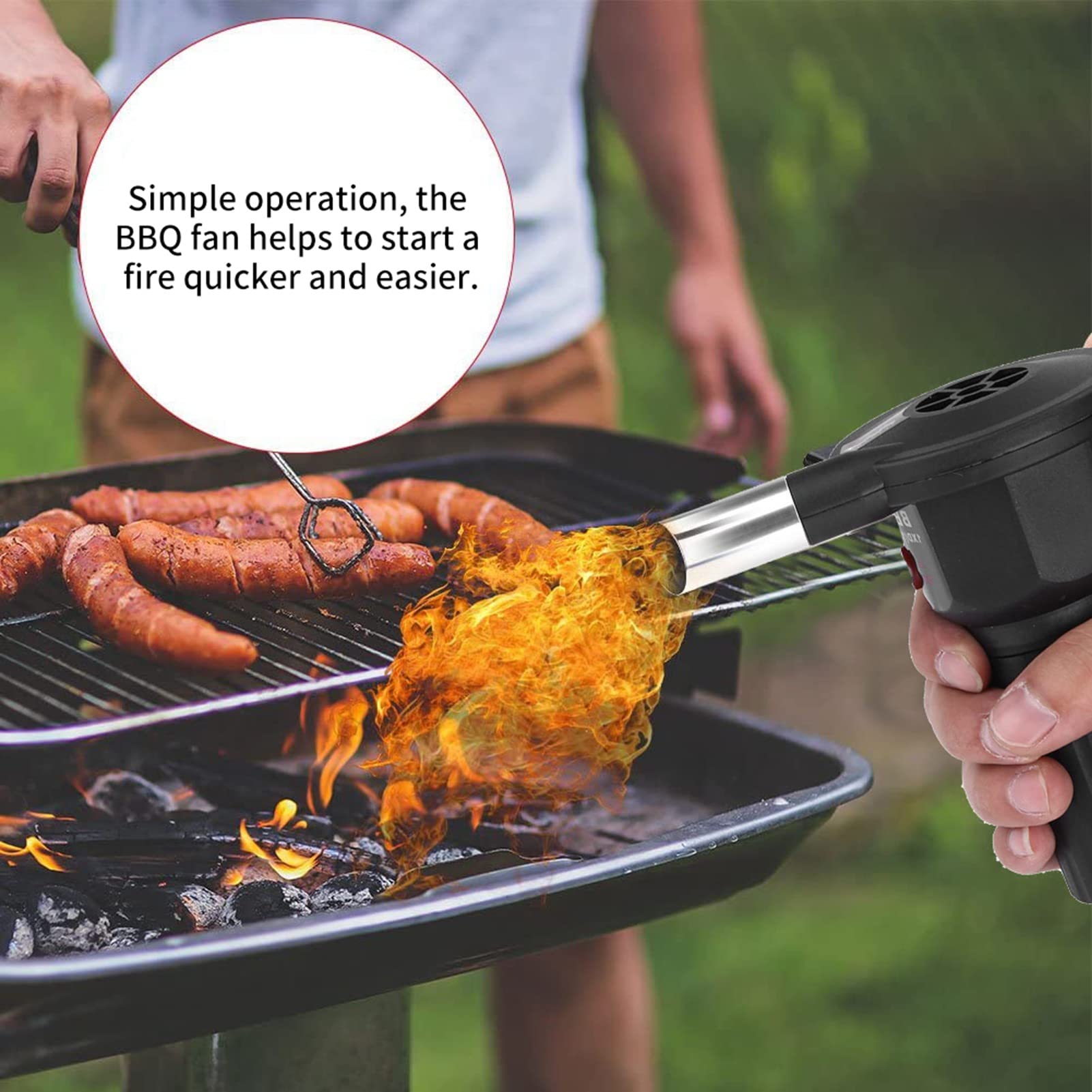 Yosoo Portable Bbq Fan Air Blower,Charcoal Electric Battery Powered Barbecue Fan Air Blower,Charcoal For Outdoor Camping Picnic Charcoal Grill Barbecue