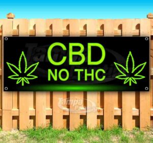 cbd no thc 13 oz banner | non-fabric | heavy-duty vinyl single-sided with metal grommets