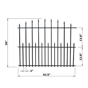 Black Steel Decorative Garden Fence Panels, Metal Fence Animal Barrier 36 in H x14.1 ft Long Landscape Border Fence Arched Top, Dog Fence Barrier