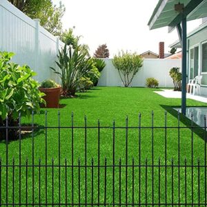 Black Steel Decorative Garden Fence Panels, Metal Fence Animal Barrier 36 in H x14.1 ft Long Landscape Border Fence Arched Top, Dog Fence Barrier