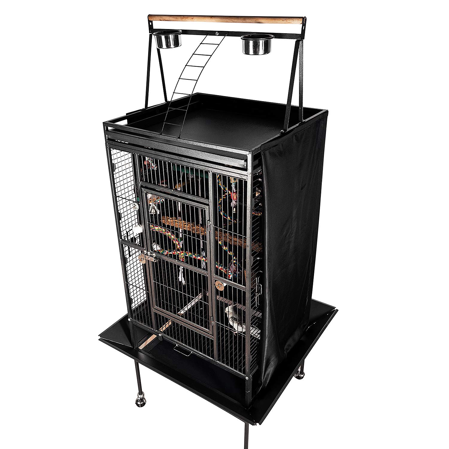 Colorday Good Night Bird Cage Cover for Large Bird Cage with Play Top (Patent Pending), Black 68"