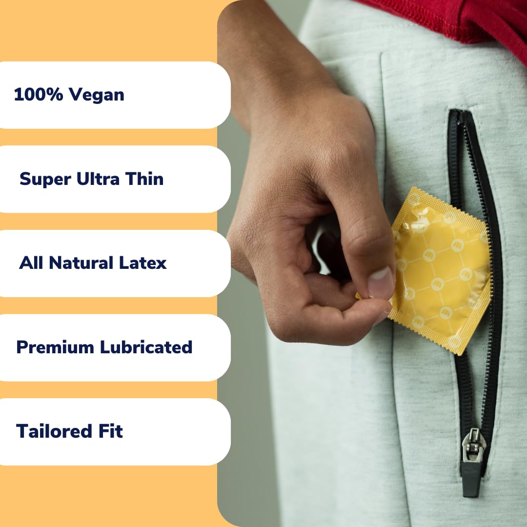 Royal Super Ultra Thin Vegan Condoms for Men – Tailored Fit Premium Lubricated - Unflavored Lubricant, Organic Latex - Odorless, Slim & Snug, Spermicide Free - Safe & Durable, Natural Feel - 10 Pack