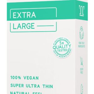 Royal Extra Large Ultra Thin Vegan Condoms for Men - Premium Lubricated Natural Condom - Unflavored Lubricant, Organic Latex - Odorless, Snug, Natural Feel - Safe & Durable - 10 Pack