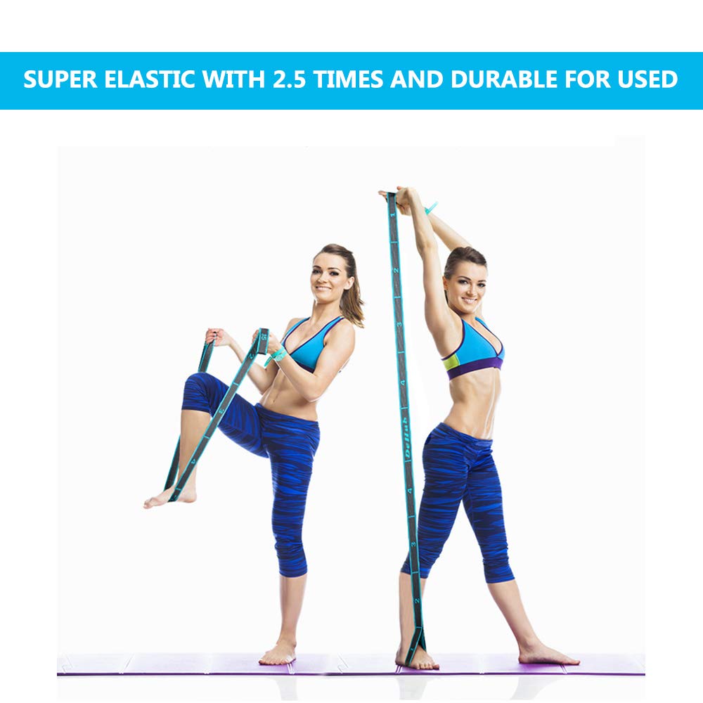 DEHUB Stretch Strap, Elastic Yoga Stretching Strap, Multi-Loop for Physical Therapy, Pilates, Yoga, Dance & Gymnastics Exercise and Flexible Pilates Stretch Band