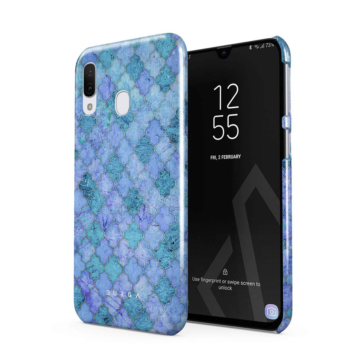 BURGA Phone Case Compatible with Samsung Galaxy A40 - Paradise Valley Turquoise Teal Moroccan Tiles Pattern Mosaic Cute Case for Women Thin Design Durable Hard Plastic Protective Case