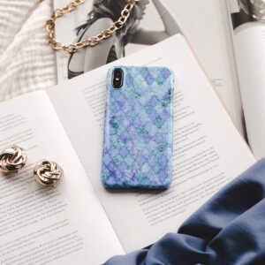 BURGA Phone Case Compatible with Samsung Galaxy A40 - Paradise Valley Turquoise Teal Moroccan Tiles Pattern Mosaic Cute Case for Women Thin Design Durable Hard Plastic Protective Case