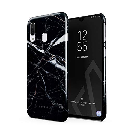 BURGA Phone Case Compatible with Samsung Galaxy A40 -Shooting Star Golden Cracks Black Marble Cute Case for Woman Thin Design Durable Hard Shell Plastic Protective Case