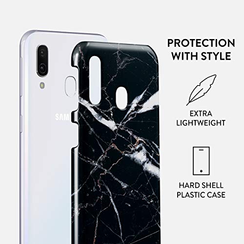 BURGA Phone Case Compatible with Samsung Galaxy A40 -Shooting Star Golden Cracks Black Marble Cute Case for Woman Thin Design Durable Hard Shell Plastic Protective Case