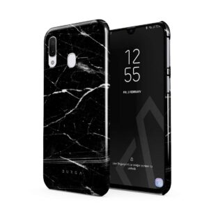 burga phone case compatible with samsung galaxy a40 - noir origin black marble cute case for girls thin design durable hard plastic protective case