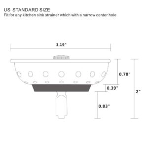 GZILA Kitchen Sink Basket Strainer Stopper, Replacement for 3-1/2 Inch Standard Kitchen Sink Drain, 304 Stainless Steel Brushed Nickel, Rubber Stop, Metal Knob