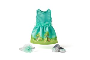 american girl welliewishers 14.5-inch doll garden adventure outfit with silver headband and matching shoes, for ages 4+