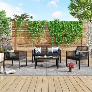 suntone patio furniture sofa set - wicker patio conversation set (4 piece)