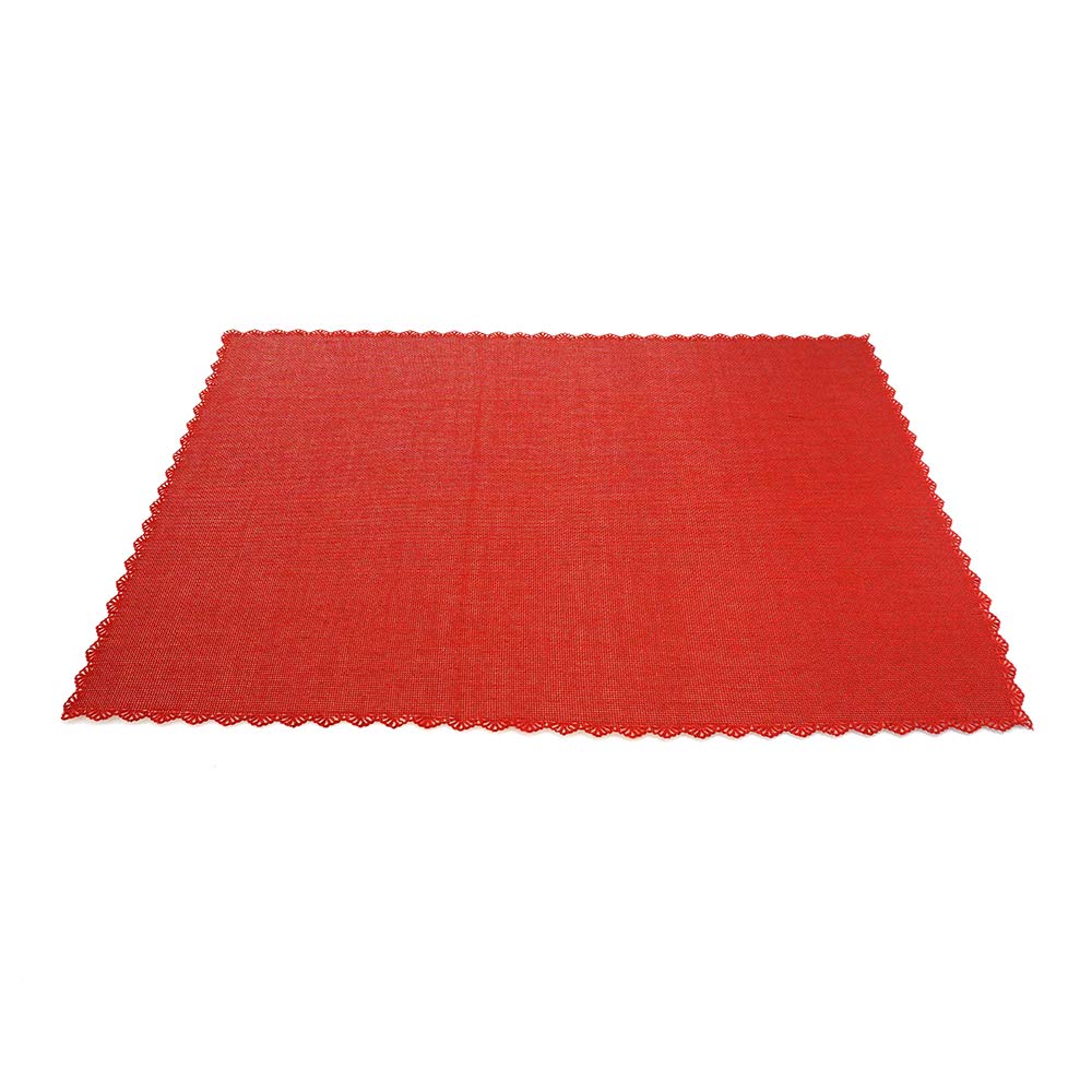 Homeford Faux Jute Placemat with Picot Lace Edge, 19-Inch, 10-Count (Red)