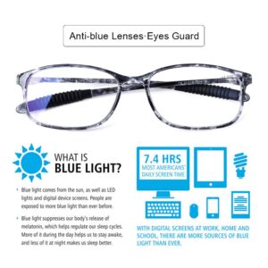 DOOViC Computer Reading Glasses 4 Pack Blue Light Blocking Glasses Anti Eyestrain Flexible Lightweight Readers for Women Men 2.25 Strength