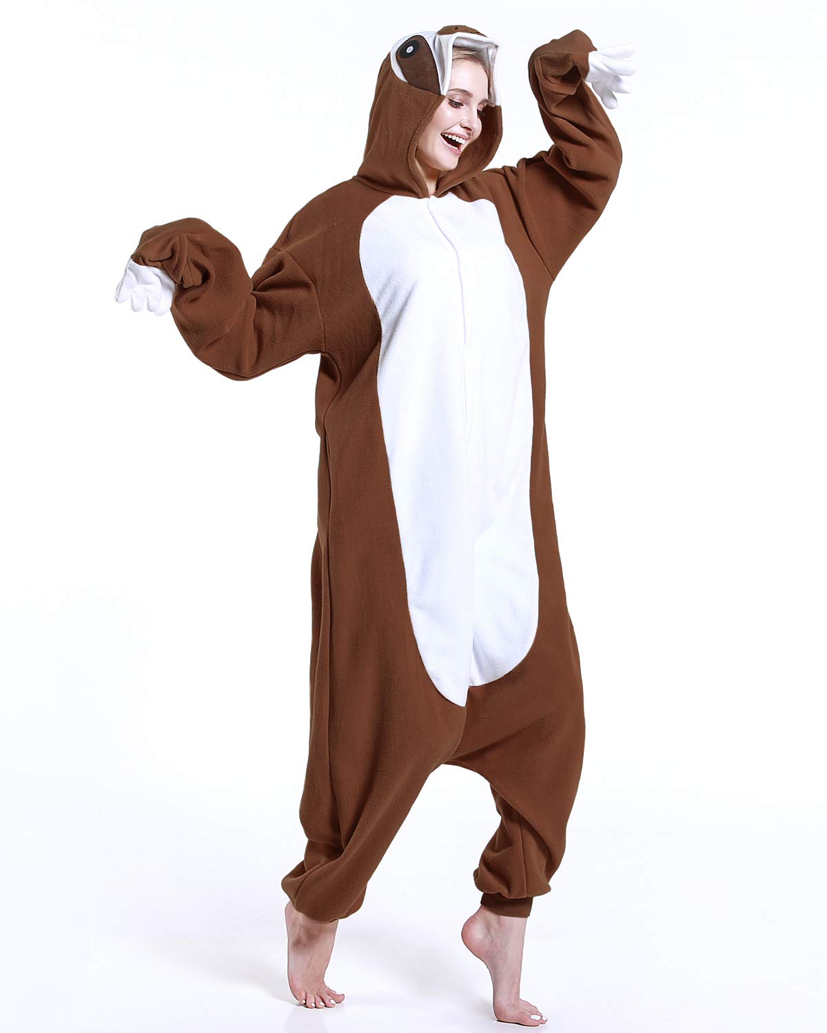 DOITNOW Sloth Pajamas Unisex Adult Jumpsuit Animal Cosplay Costumes (XL, Brown)