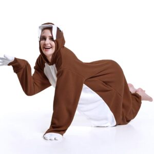 DOITNOW Sloth Pajamas Unisex Adult Jumpsuit Animal Cosplay Costumes (XL, Brown)