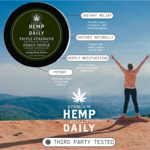 Hemp Daily Triple Strength Intensive Cream | Topical Salve with Essential Oils | Vegan, Organic Ingredients | Classic Mint, 1.70 Ounce | Single