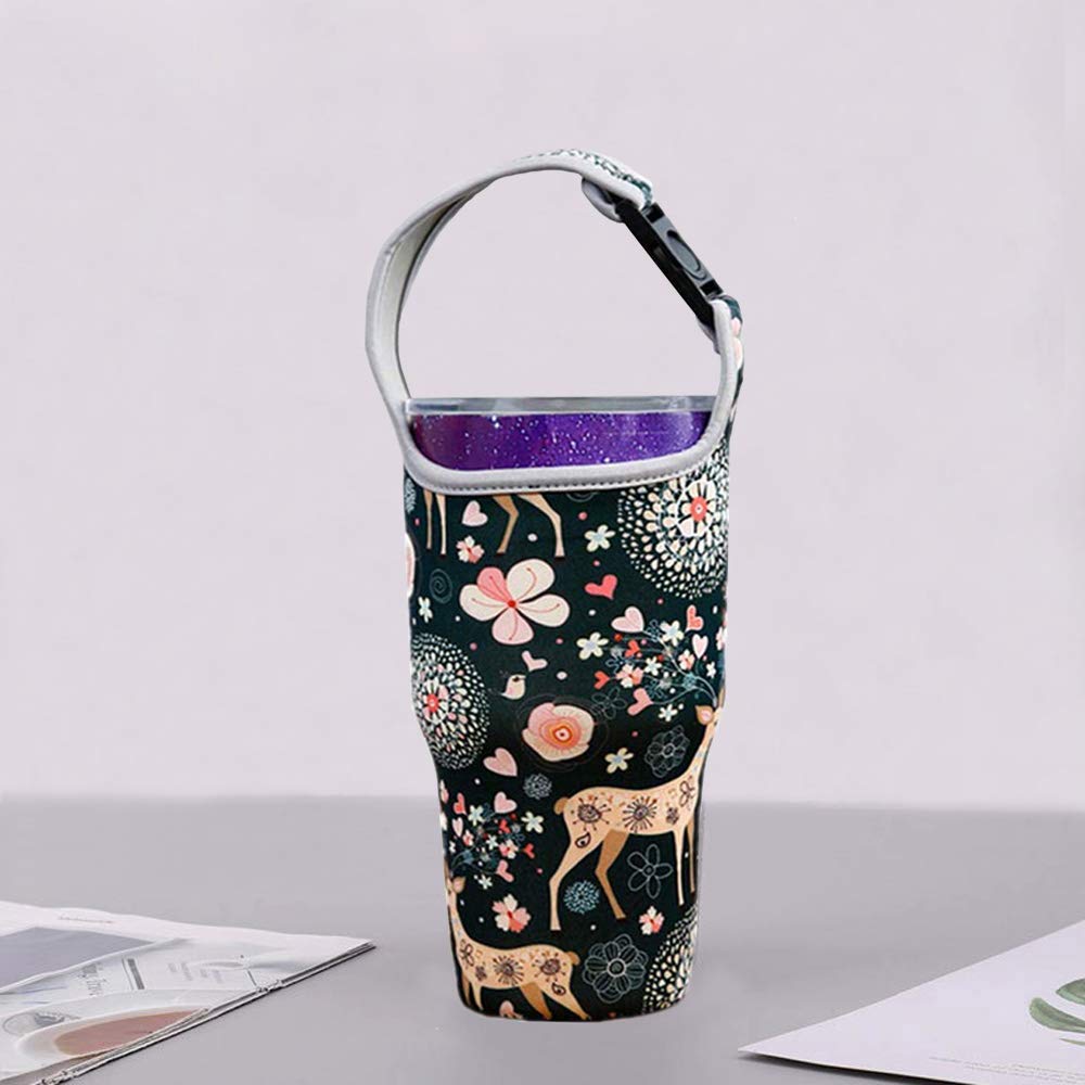 TuNan Tumbler 30oz Carrier Holder Pouch with Shoulder Strap, Fit for YETI, Rtic, Atlin, Ozark Trail, Rambler 30 oz Insulated Tumbler Coffee Cup, Neoprene Sleeve with Carrying Handle - 2 Styles