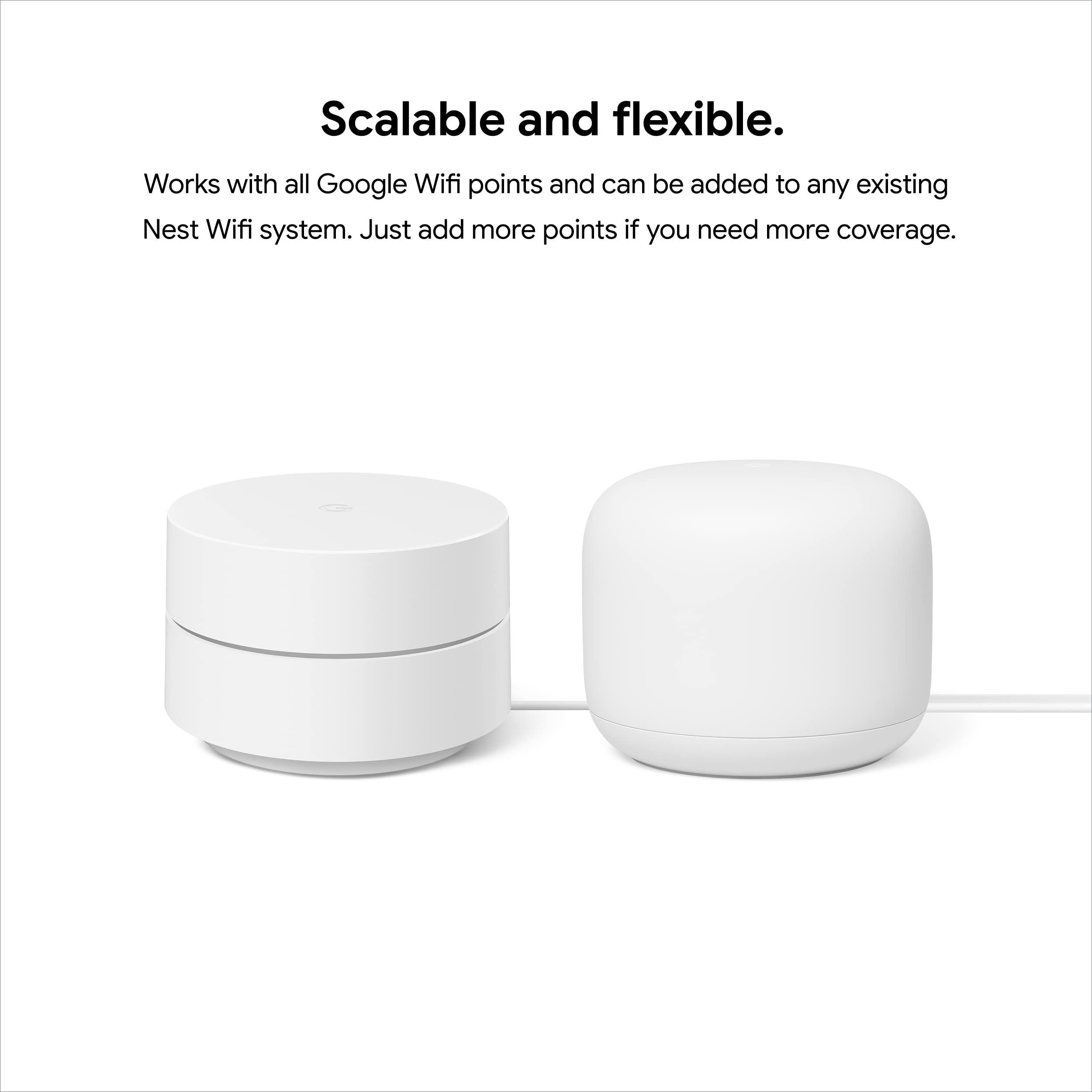 Nest WiFi Router and 2 Points - WiFi Extender with Smart Speaker - Works with Google WiFi (3 Pack) White